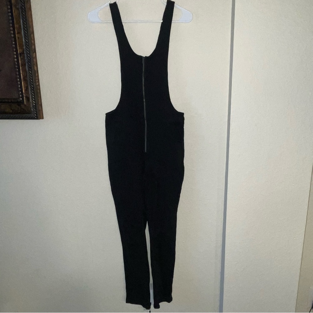 Free People Black Front Zip Overalls Size 2
